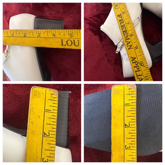 AJ Valenci Women White Leather Ankle Boot Size 8.5W flaw Comfortable Chunky Heel - Picture 13 of 16